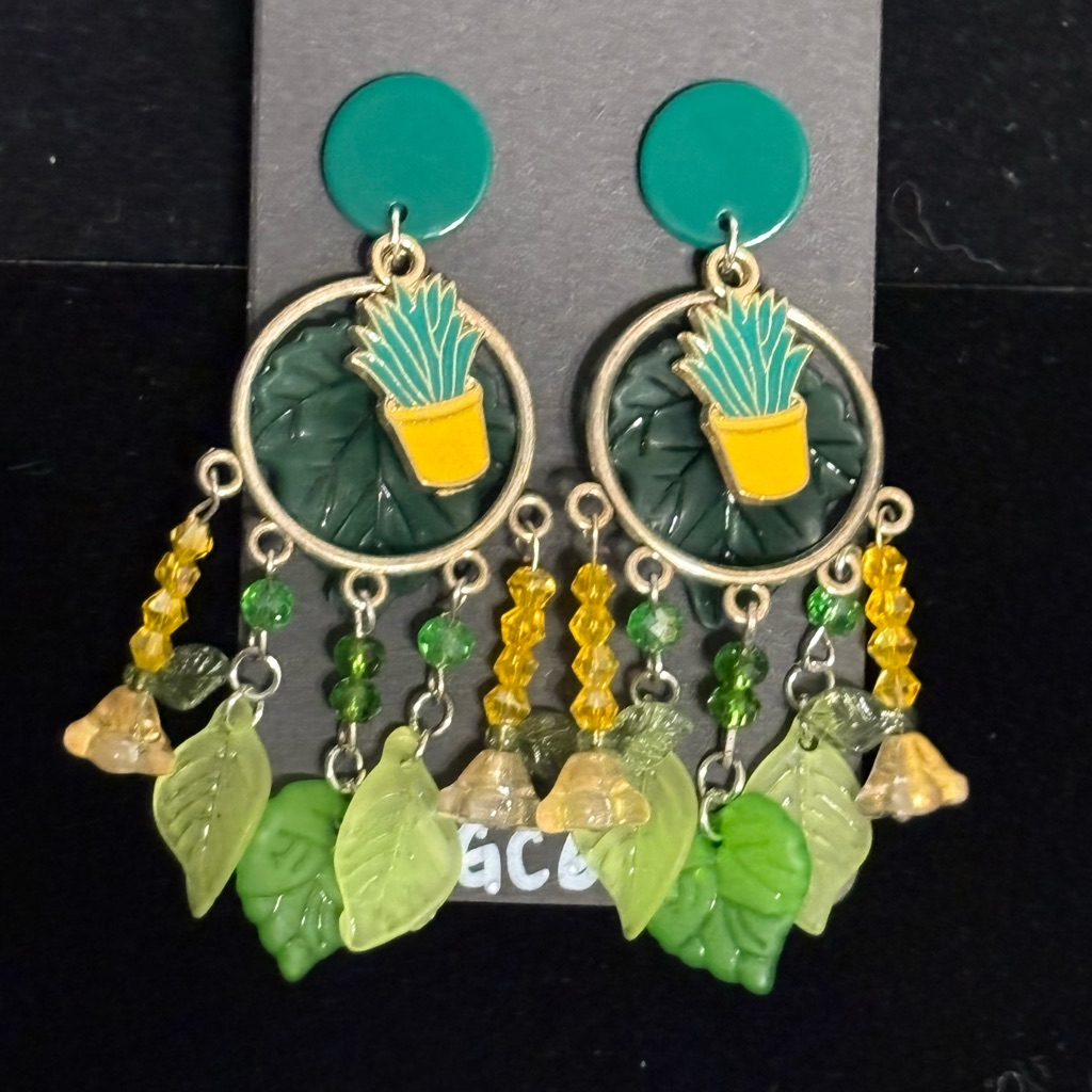 New Boho Crazy Plant Lady Dangle Earrings